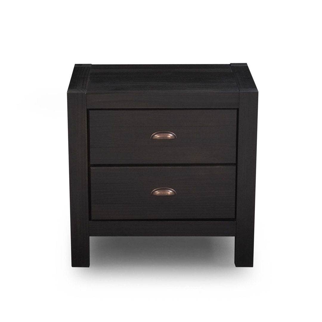 Montauk 2 Drawer Nightstand Grain Wood Furniture Color: Farmhouse Black