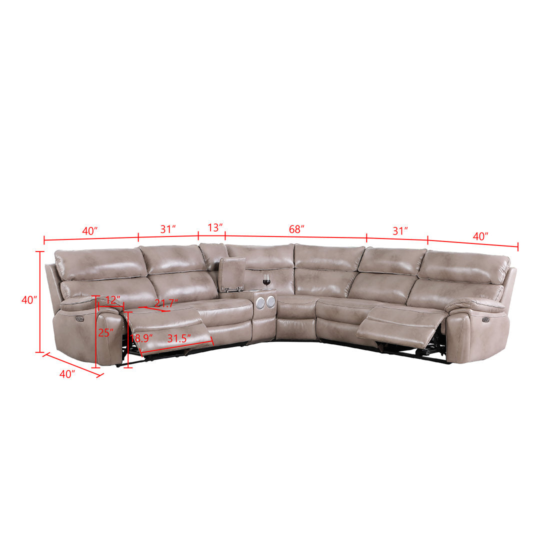 Stonebrook Genuine Leather Left Hand Facing Reclining Corner Sectional Wildon Home®