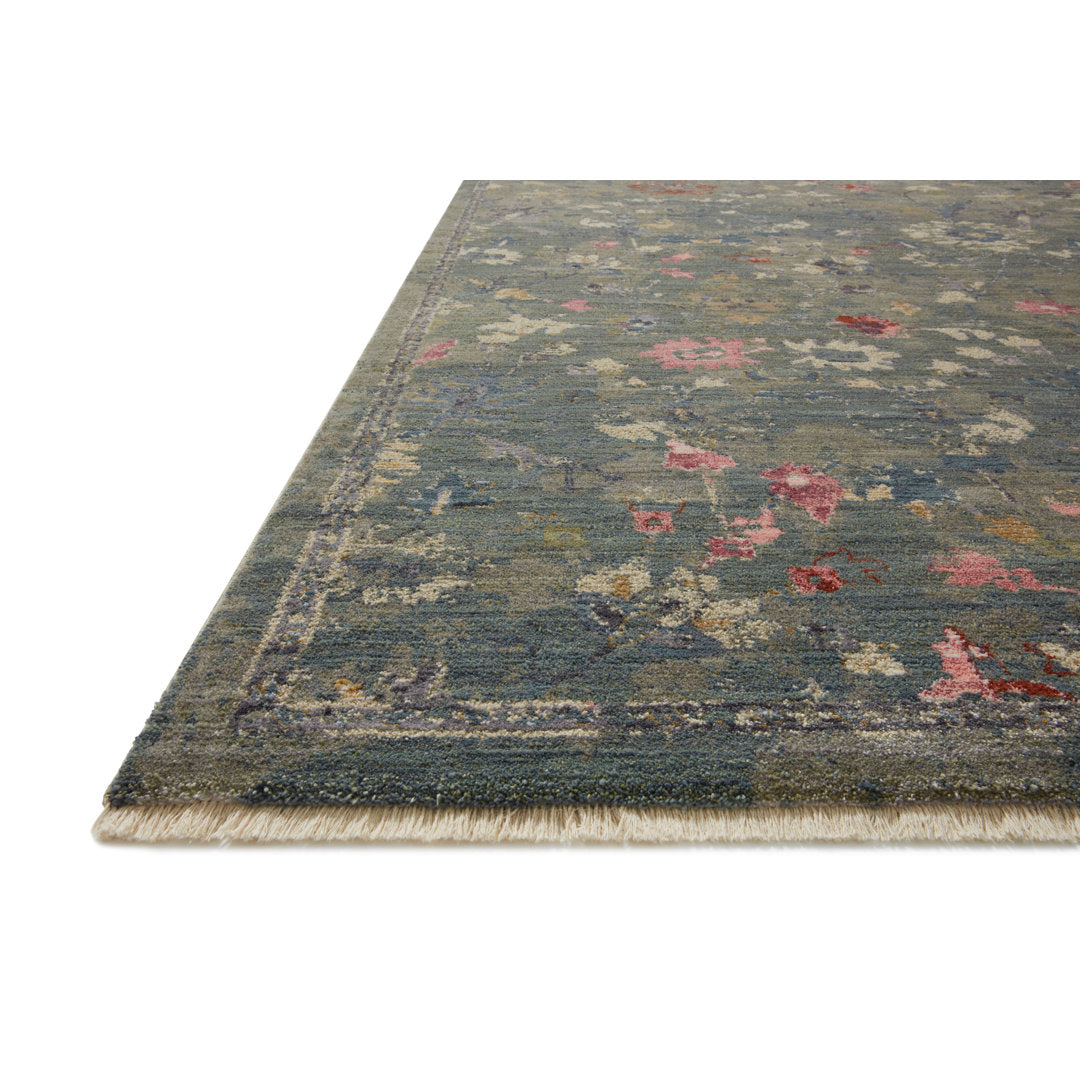 Febbas Oriental Machine Made Power Loom Area Rug in Moss Green Lark Manor™ Rug Size: Rectangle 2'7" x 4'