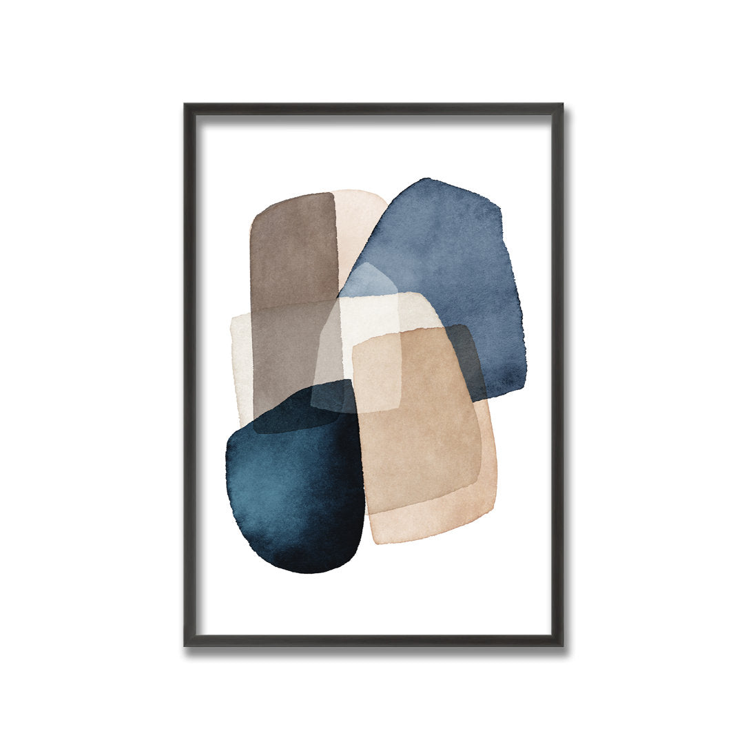 Blue Brown Blocks by Kathrin Pienaar - Picture Frame Print on Wood Ready2hangart Size: 16" W x 24" H