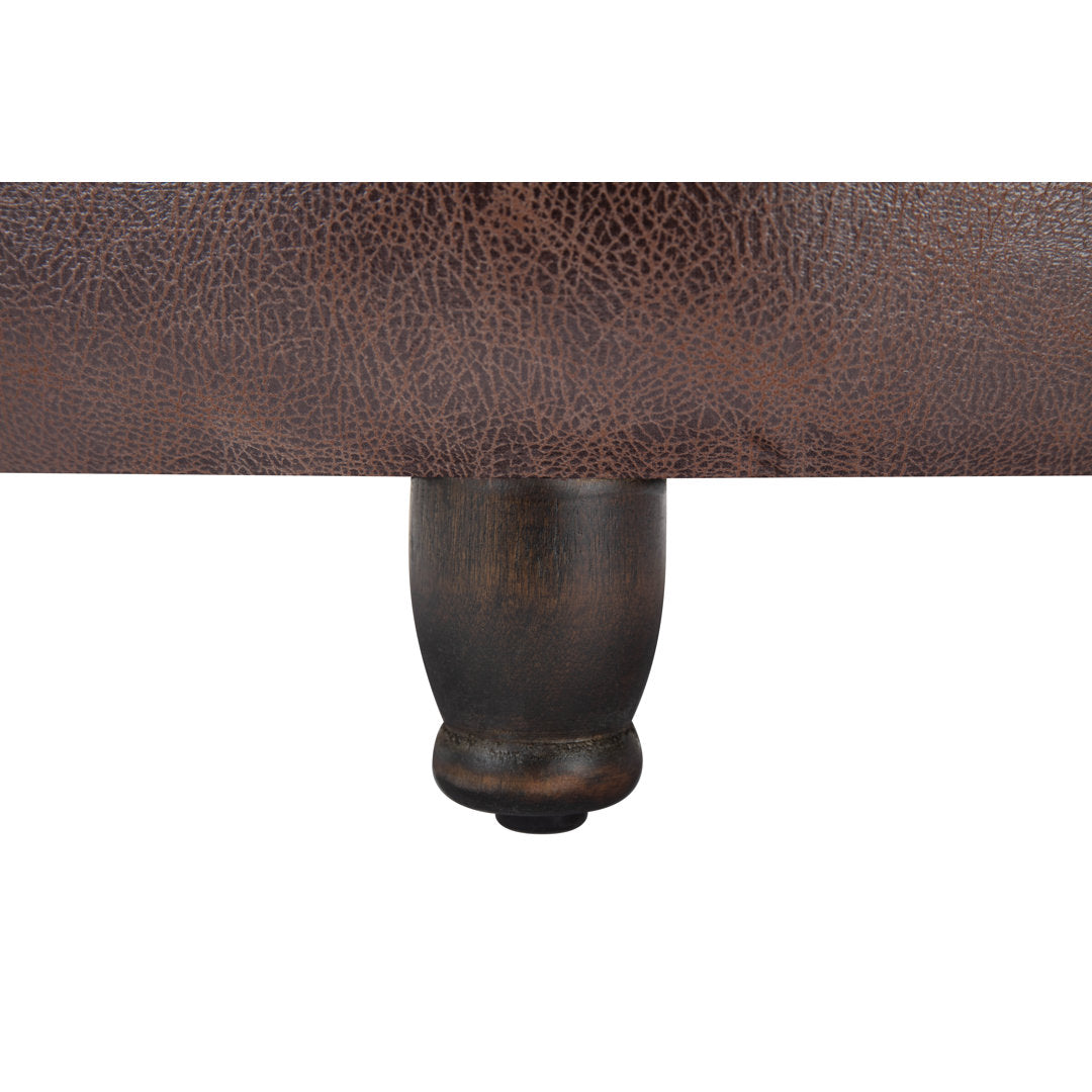 Sanni 28" Wide Faux Leather Round Storage Ottoman Greyleigh™ Upholstery Color: Dark Brown Faux Leather