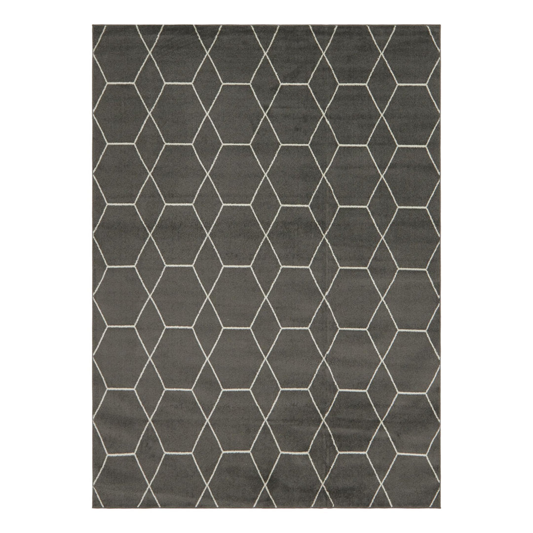 Debrodie Geometric Dark Gray Area Rug George Oliver Rug Size: Rectangle 10' x 13'