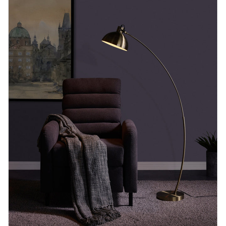Riceboro 63" Arched Floor Lamp Wrought Studio™ Shade Color: Antique Brass