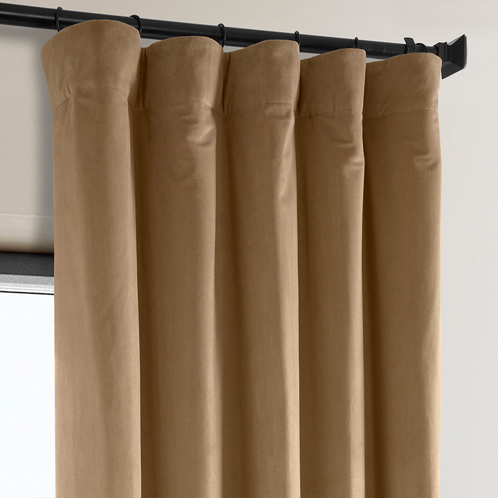 Matra Plush Velvet Curtains for Bedroom - Room Darkening Curtains for Living Room Window Single Panel AllModern Curtain Color: Spiced Rum Size per Panel: 50" W x 108" L