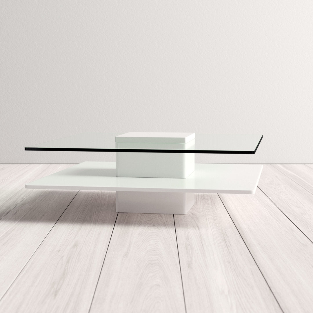 Aser Pedestal Coffee Table Wade Logan® Color: White
