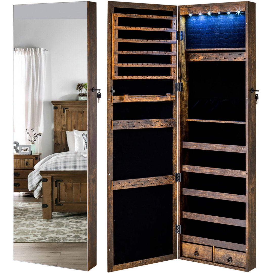 Grishilde Wall Mounted Jewelry Armoire with Mirror Latitude Run® Color: Rustic Brown