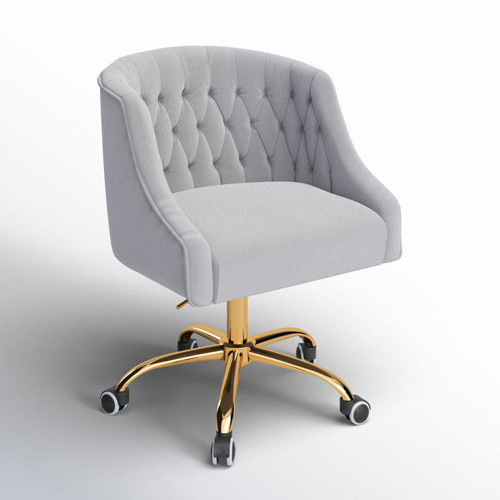 Louise 35.5'' H Velvet Hand-Curated Task Chair with Button Tufted Kelly Clarkson Home Upholstery Color: Grey Velvet