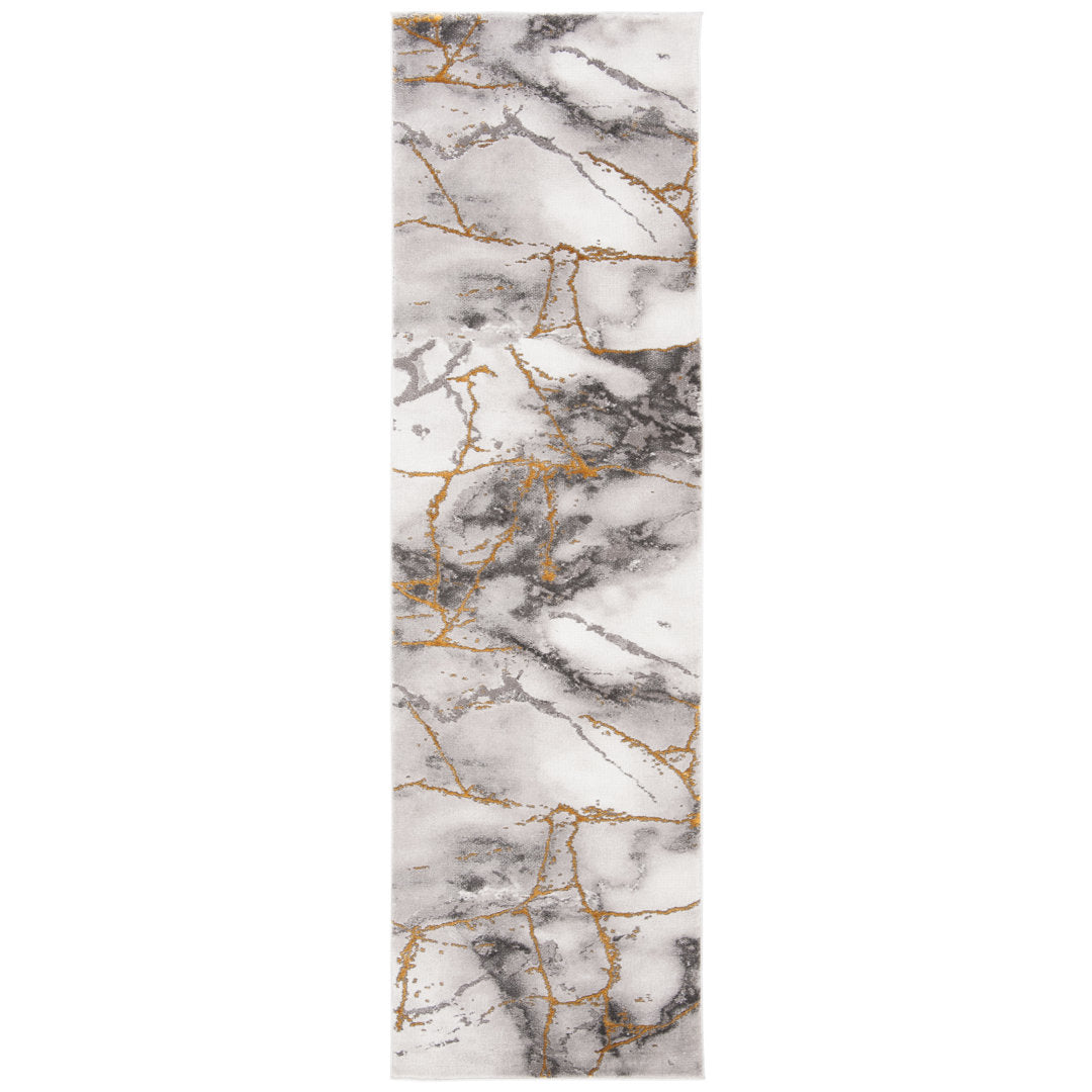 Swindle Abstract Grey/Gold Area Rug Wade Logan® Rug Size: Runner 2'3" x 10'