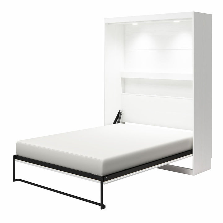 Makassar Murphy Bed with Gallery Shelf & Touch Sensor LED Lighting Wade Logan® Color: White Size: Full / Double