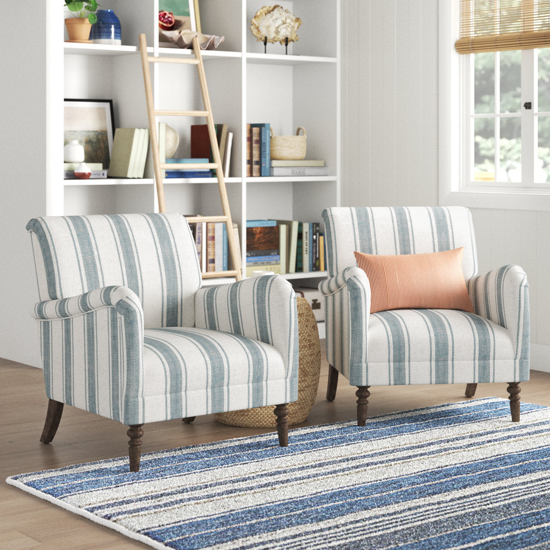Lila Upholstered Armchair with Solid Wood Legs (Set of 2) Sand & Stable™ Fabric: Blue Polyester