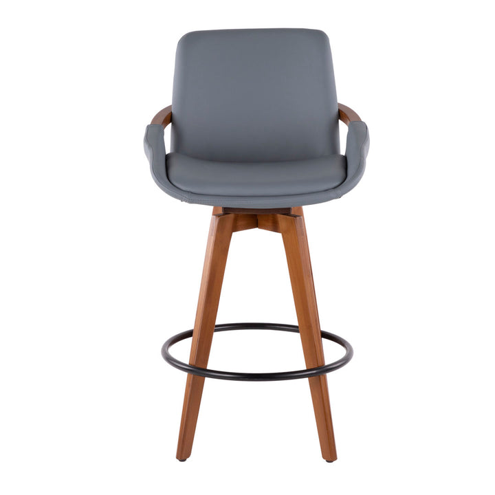 Whitacre Swivel Stool Wade Logan® Seat Height: Counter Stool (26" Seat Height), Upholstery: Gray Faux Leather