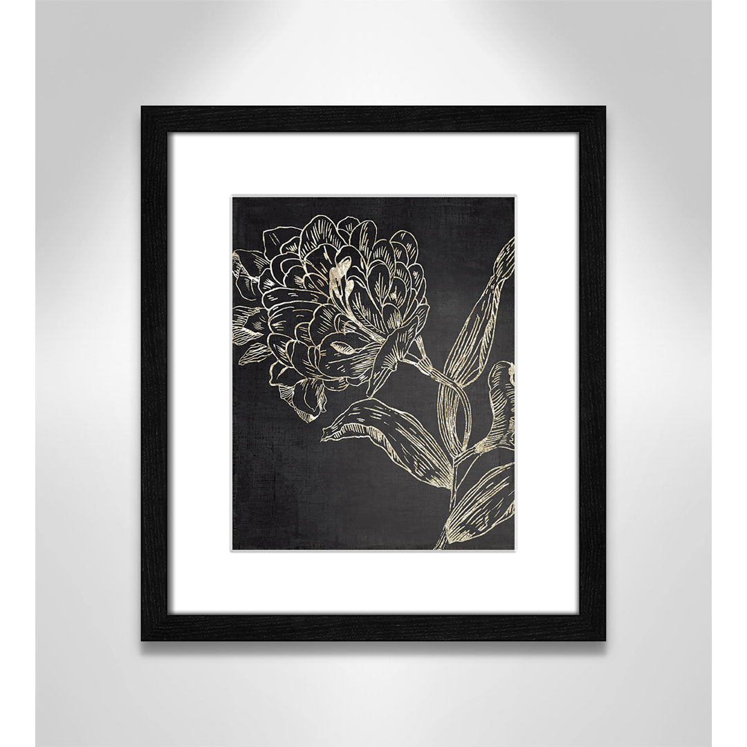 Golden Flower Folklore II by Asia Jensen - Picture Frame Graphic Art Joss & Main Size: 15" H x 13" W  Format: Black Wood Grain Framed