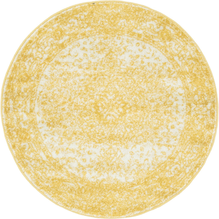 Oriental Yellow Area Rug Charlton Home® Rug Size: Round 3'
