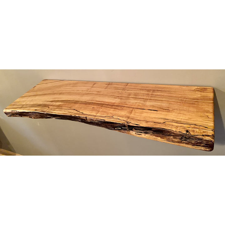 Maple Solid Wood Floating Shelf with Live Edge Steel Oak Size: 2" H x 24" W x 12" D