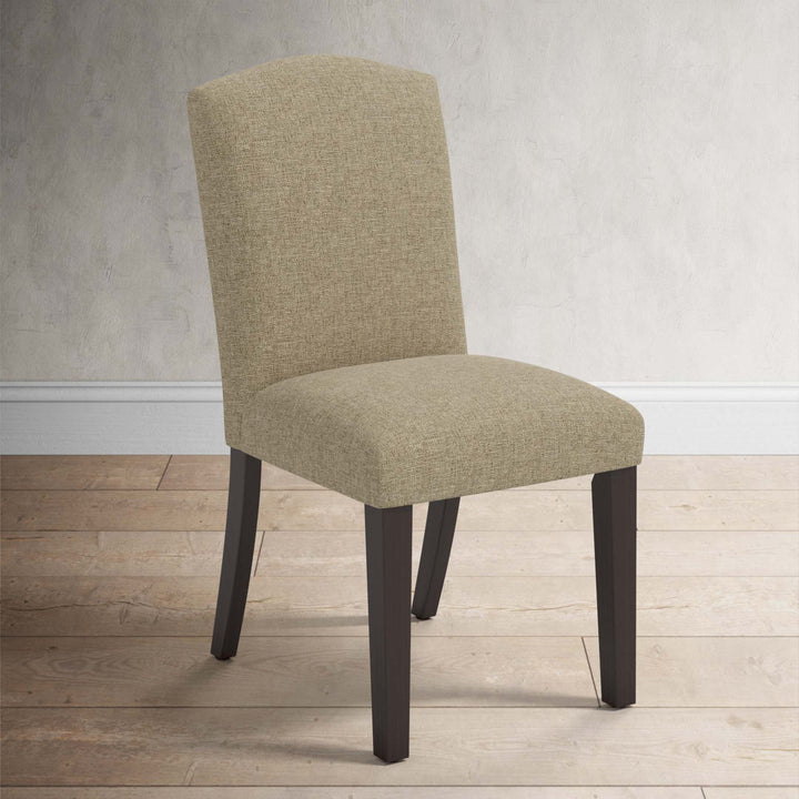 Estrela Upholstered Dining Chair Birch Lane™ Leg Color: Espresso, Upholstery Color: Zuma Natural Textured Linen
