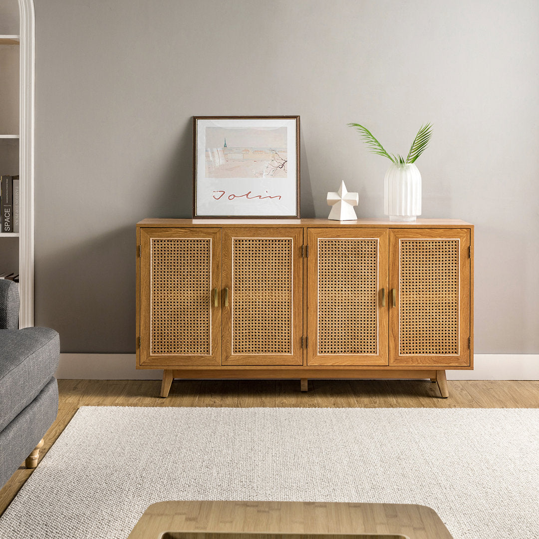 Emily 56.8''Rattan TV Stand With Storage Kelly Clarkson Home Color: Walnut