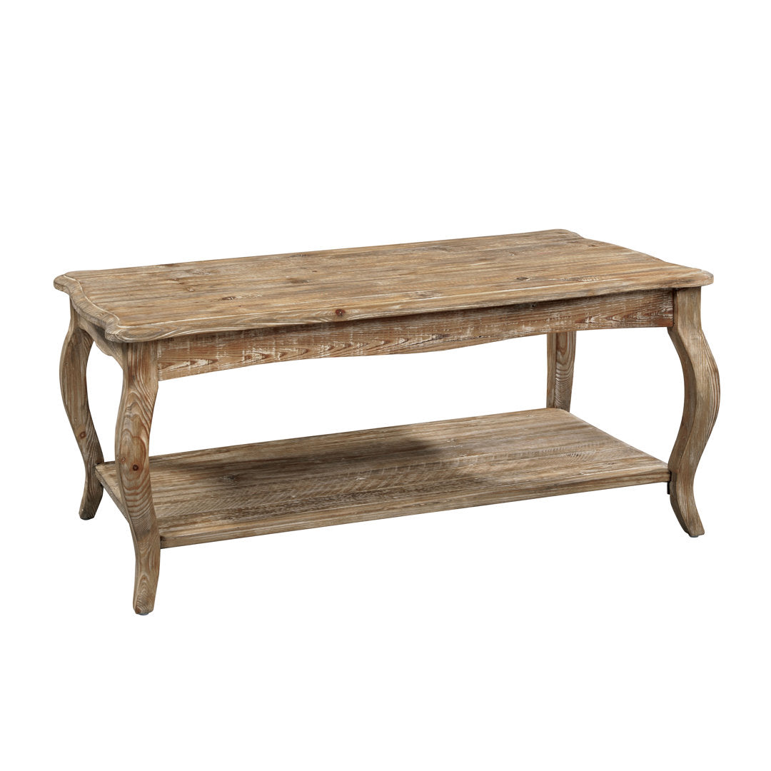 Deborah 42" Wide Rustic Industrial Antique Wooden Rectangular Coffee Table With 1 Shelf Kelly Clarkson Home