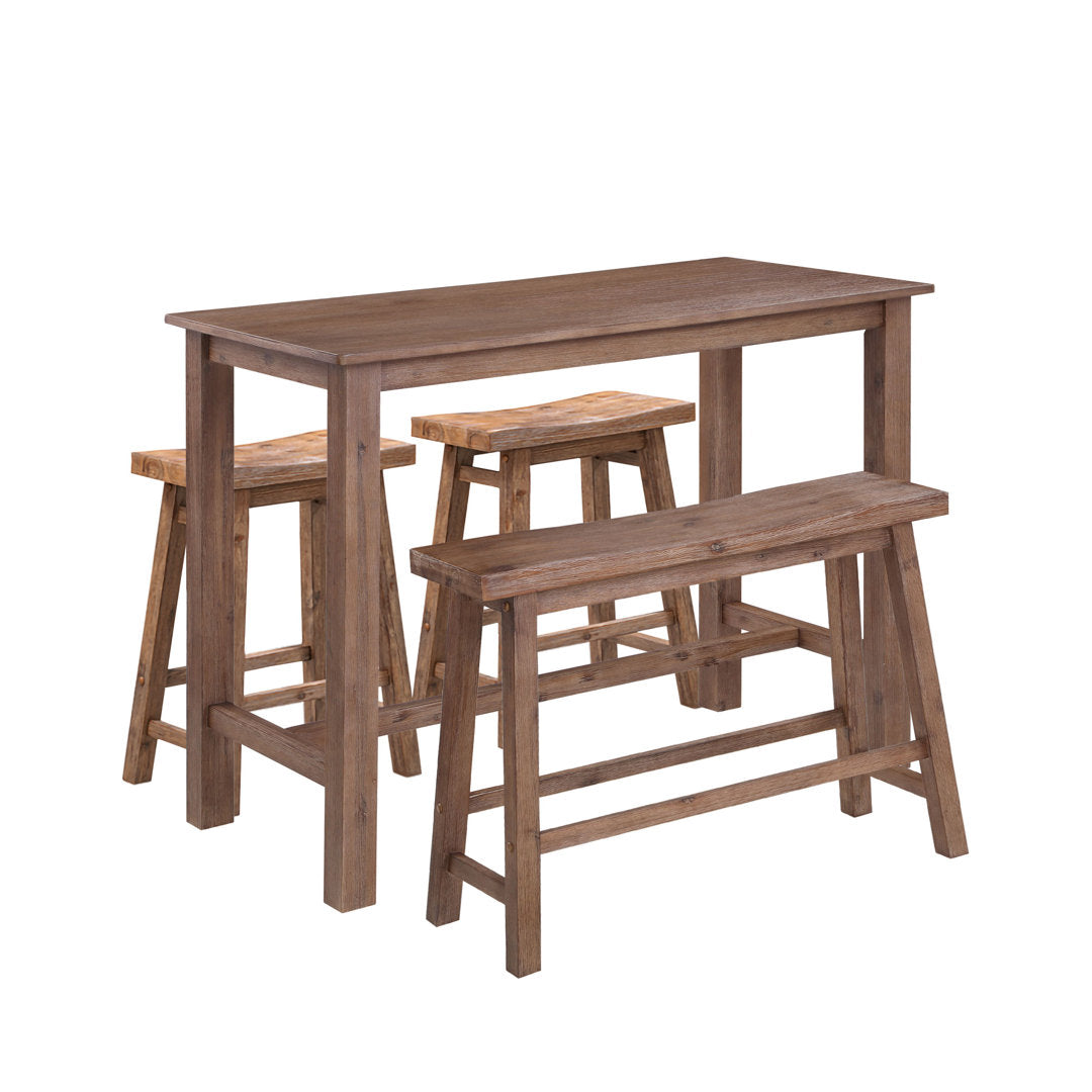 Colynn 4 - Person Counter Height Rubberwood Solid Wood Dining Set Dakota Fields Color: Driftwood Wire-Brush