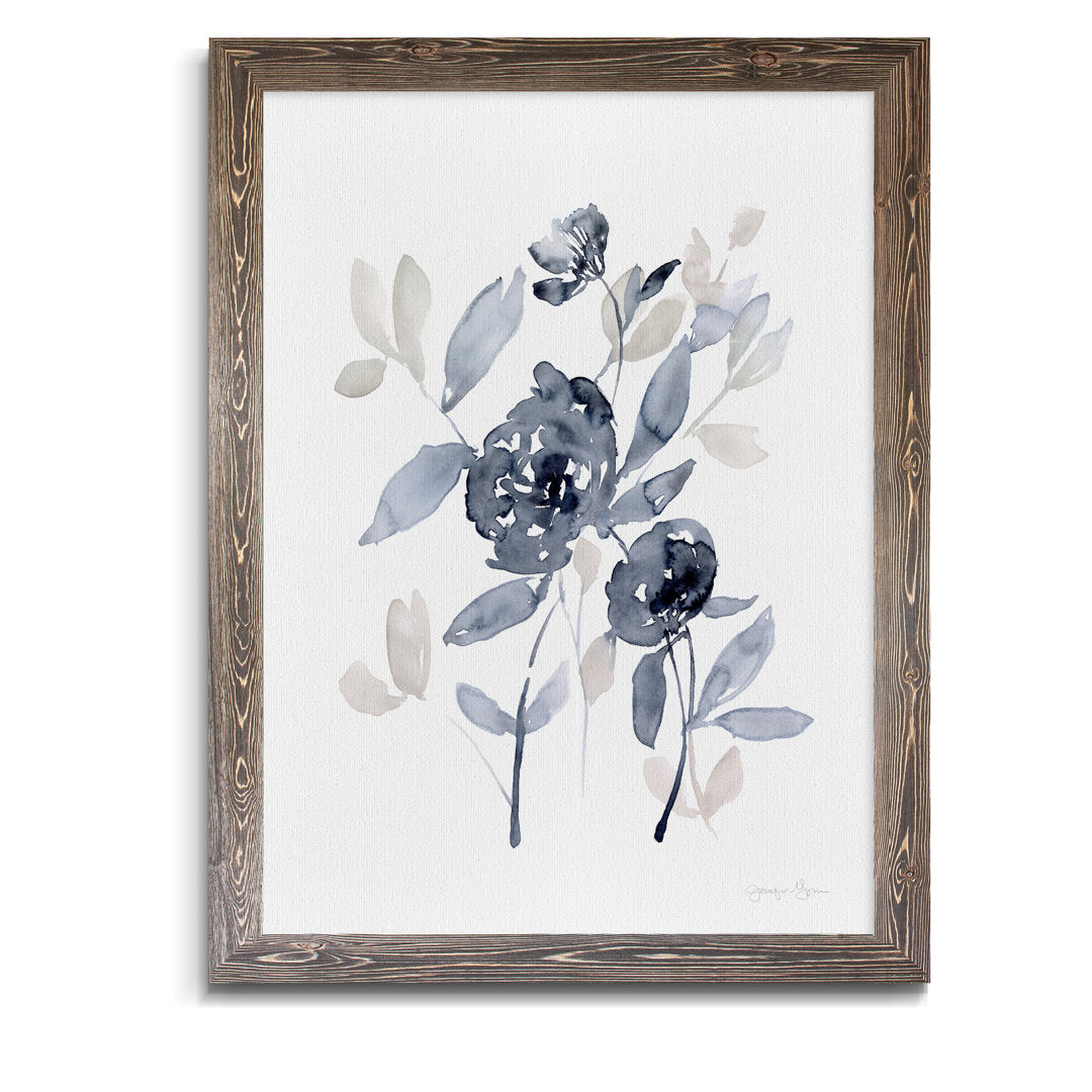 Peonies In Gray I' - Picture Frame Print on Glass Winston Porter Size: 28" H x 38" W x 1.25" D Format: Framed Espresso Canvas
