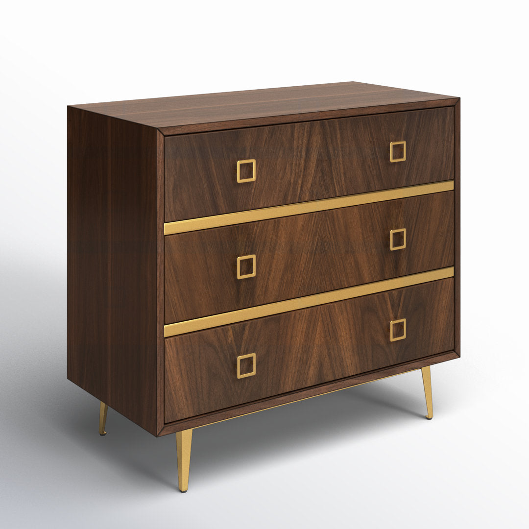 Malia 3 Drawers 31.9" W Dresser AllModern Color: Walnut/Gold