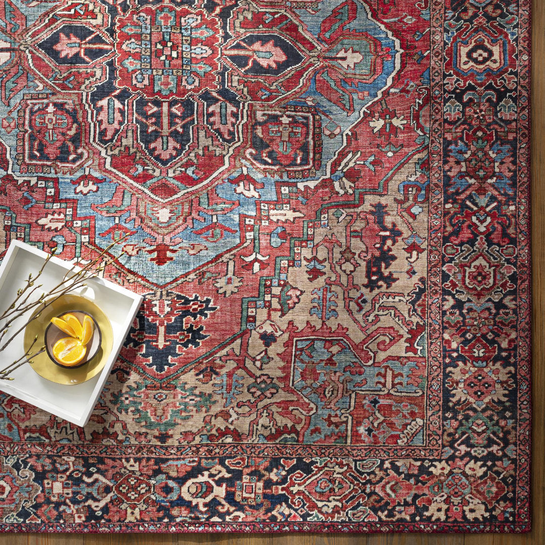 Fleckenstein Oriental Bright Red/Beige/Blue Area Rug Langley Street® Rug Size: Runner 2'6" x 7'6"