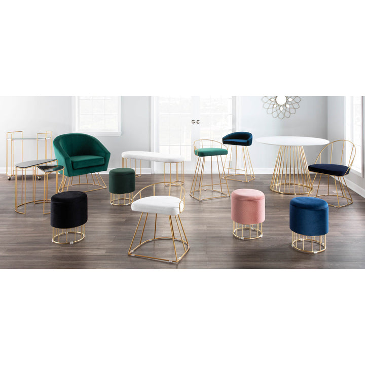 Aleena 13.5" Wide Velvet Round Storage Ottoman Etta Avenue™ Upholstery Color: Blue