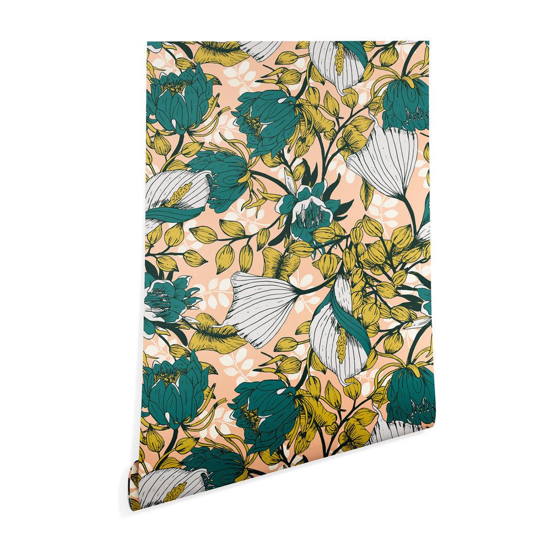 Marta Barragan Camarasa Tropical Autumnal Bloom 10' L x 24" W Matte Peel and Stick Wallpaper Panel East Urban Home Size: 10' L x 24" W