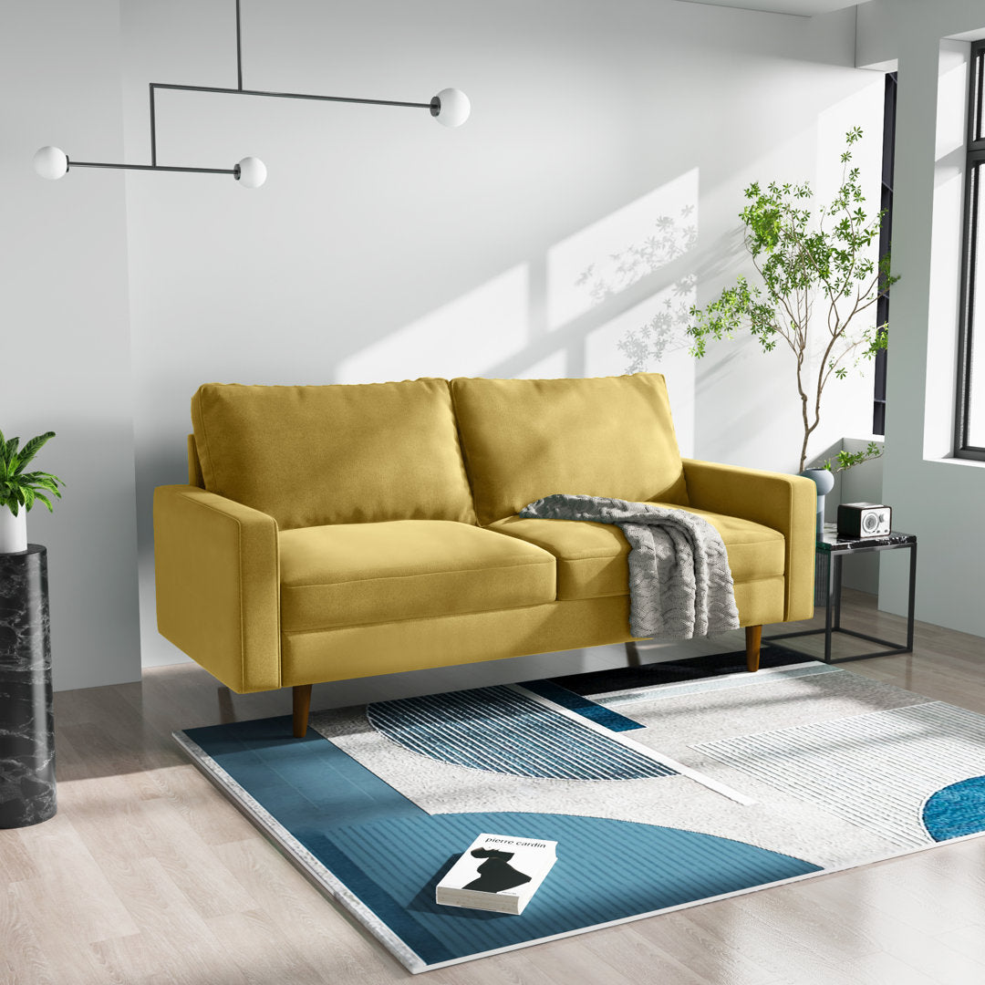 Markham 70" Velvet Square Arm Sofa Willa Arlo™ Interiors Fabric: Golden Rod Polyester