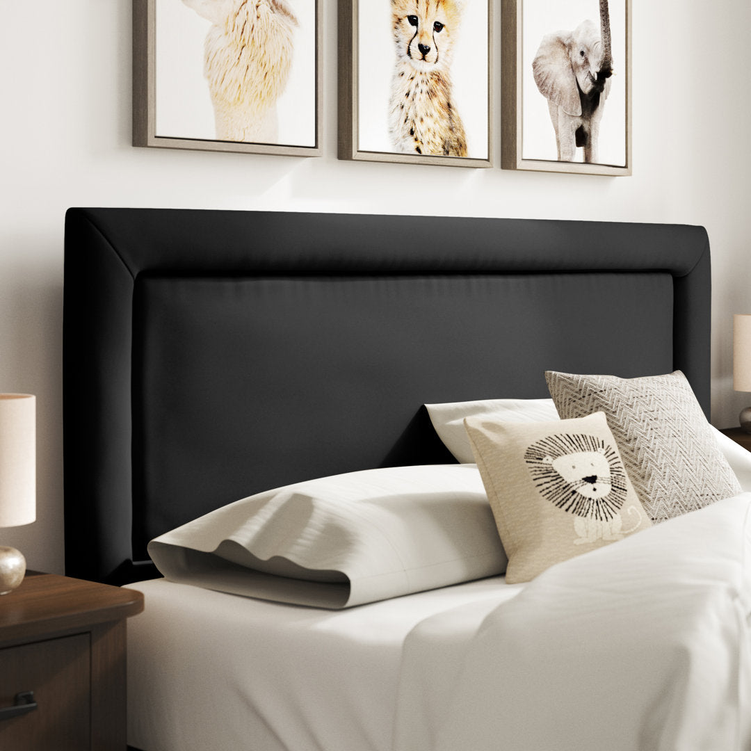 Rowberrow Upholstered Panel Headboard Mercury Row® Size: King Upholstery: Black Performance Microsuede