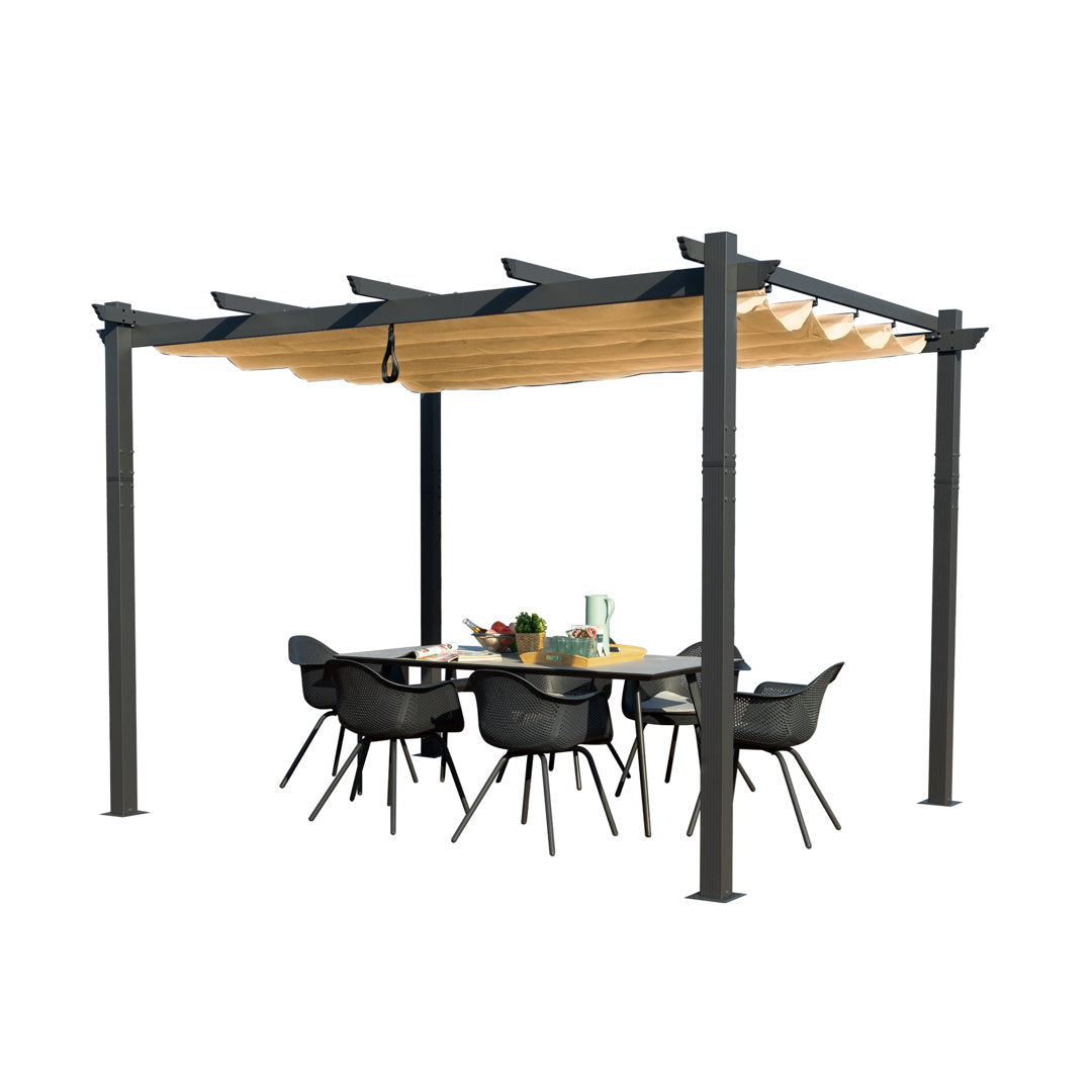 Atlantics Outdoor Retractable Pergola with Sun Shade Canopy 10' x 13' Kozyard Color: Beige