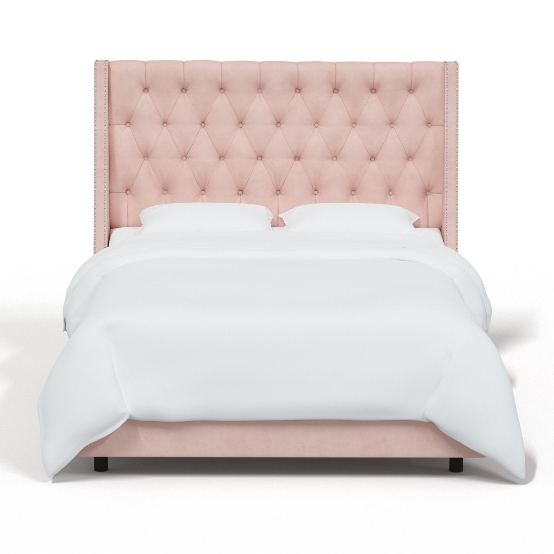 Annabel Upholstered Wingback Bed Kelly Clarkson Home Size: Full Body Fabric: Classic Blush Performance Velvet