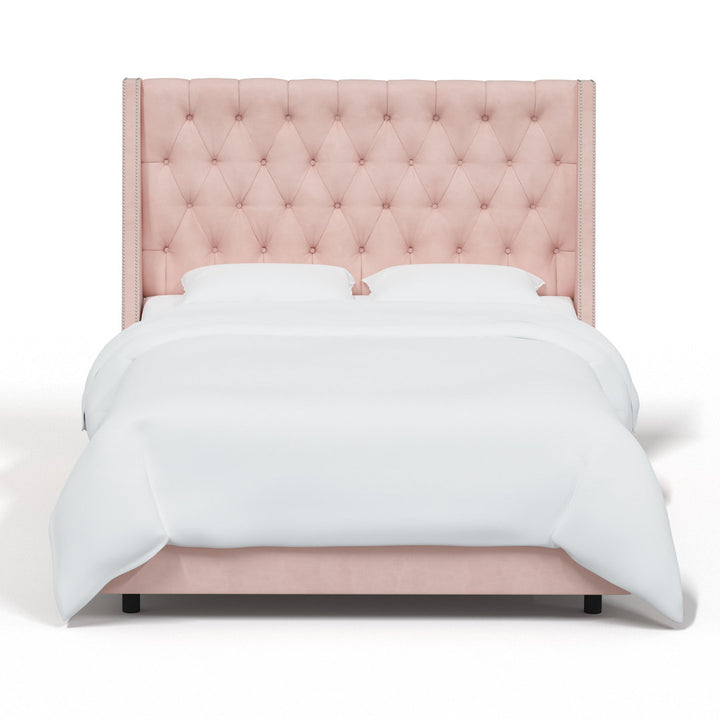 Annabel Upholstered Wingback Bed Kelly Clarkson Home Size: Full Body Fabric: Classic Blush Performance Velvet