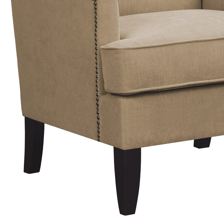Colton Nailhead Club Chair Three Posts™ Upholstery Color: Sand Polyester