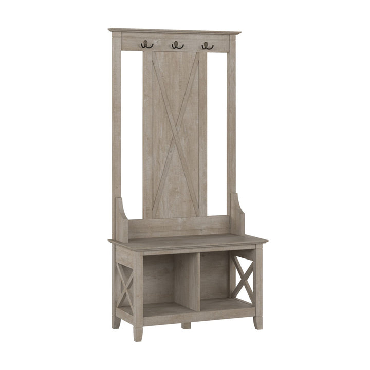 Huckins Hall Tree 32'' Wide with Bench and Shoe Storage Laurel Foundry Modern Farmhouse® Color: Washed Gray