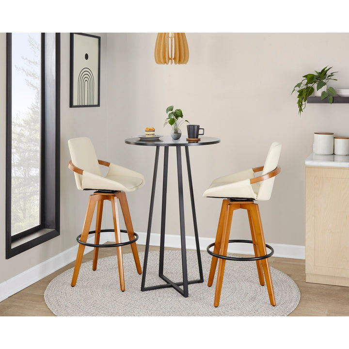 Whitacre Swivel Stool Wade Logan® Upholstery: Cream Faux Leather, Seat Height: Bar Stool (29" Seat Height)