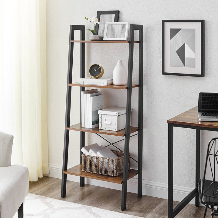 Parikh 54" H x 22.1" W Steel Etagere Bookcase Williston Forge Color: Black/Rustic Brown