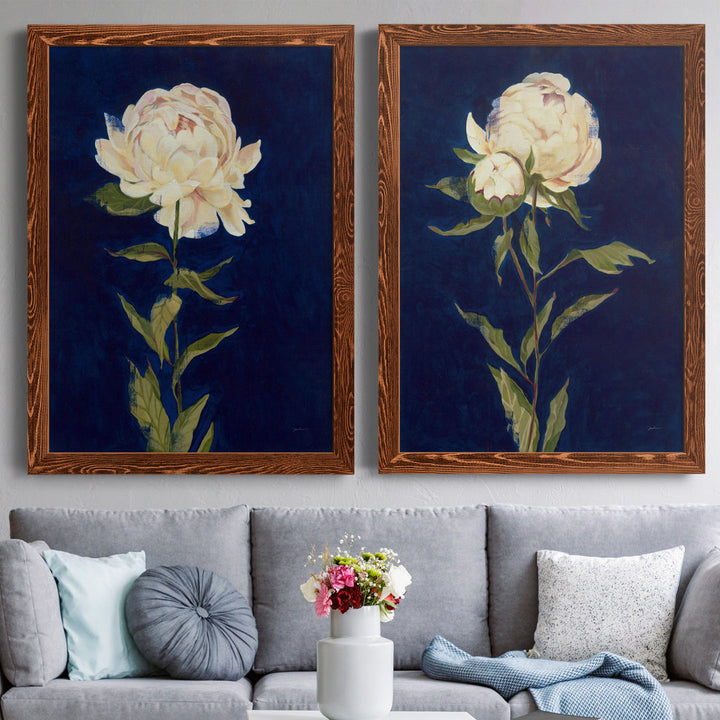 PRETTY AS A PEONY I - 2 Piece Picture Frame Print Set on Canvas Lark Manor™ Frame Color: Maple Framed Size: 37.5" H x 55" W x 1.5" D