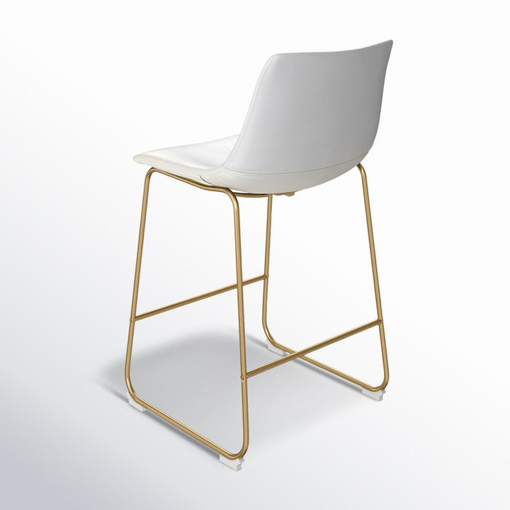 Nia Vegan Leather Bar & Counter Stool (Set of 2) AllModern Frame Color: Gold Seat Height: Counter Stool (24" Seat Height), Upholstery: Off White Vegan Leather