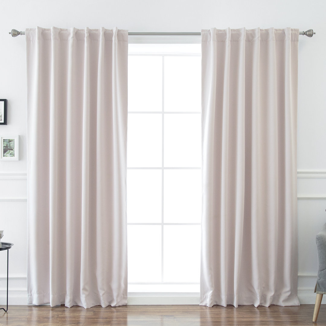 Bantam Solid Blackout Thermal Rod Pocket Curtain Panels (Set of 2) Ebern Designs Curtain Color: Baby Pink Size per Panel: 52" W x 96" L