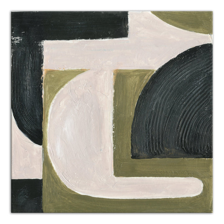 Abstract with Green - Painting on Canvas Ivy Bronx Size: 36" H x 36" W x 1.25" D Format: Wrapped Canvas