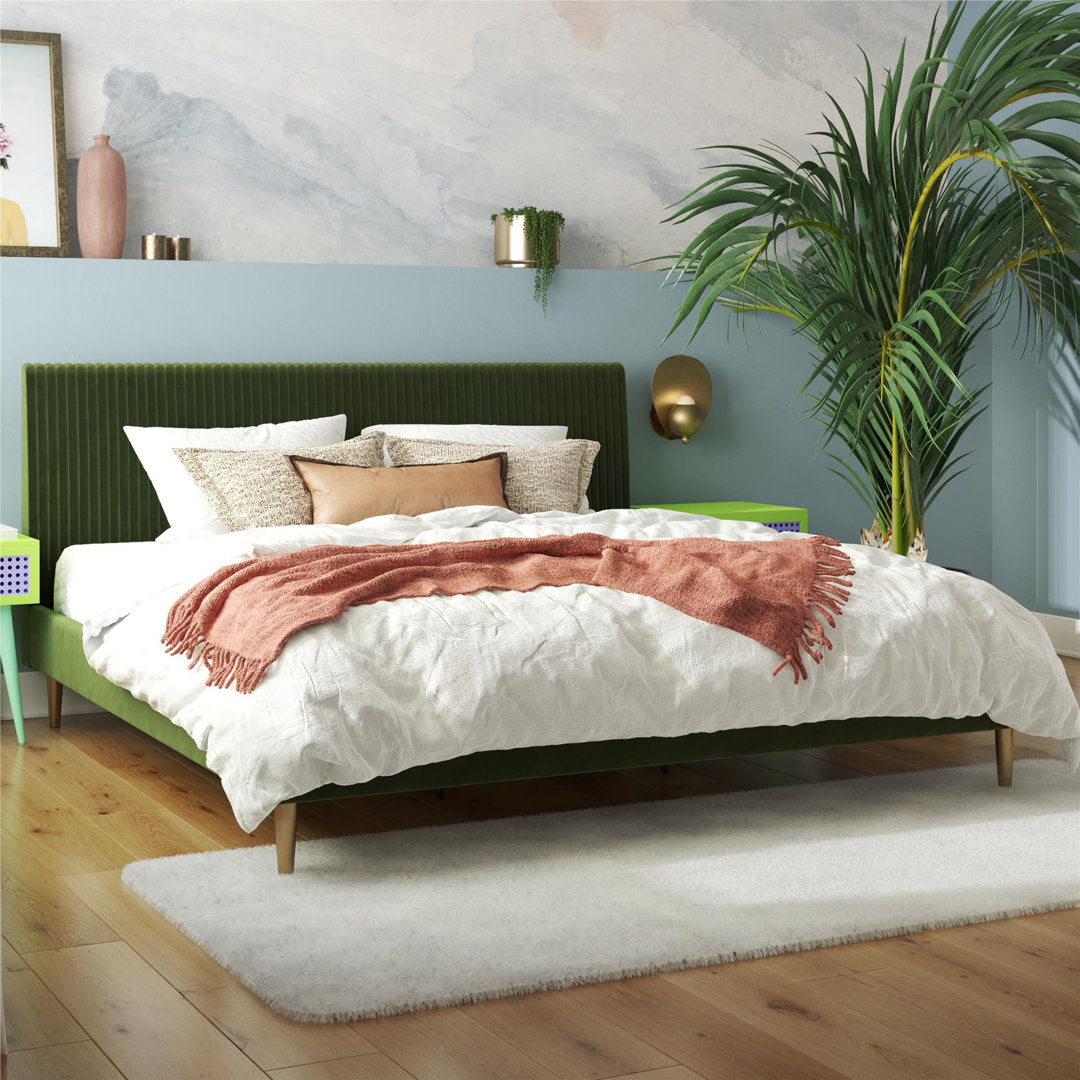 Daphne Upholstered Low Profile Platform Bed Mr. Kate Color: Olive Green Velvet Size: King