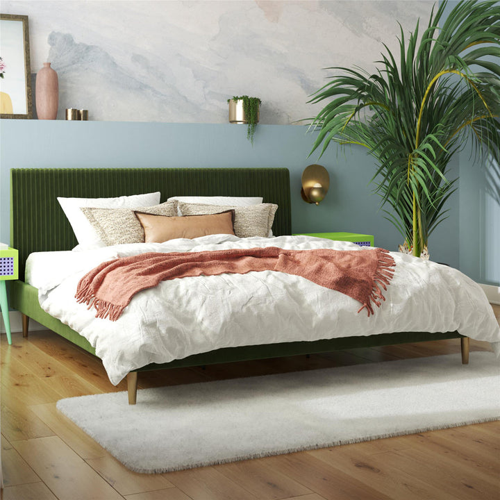 Daphne Upholstered Low Profile Platform Bed Mr. Kate Color: Olive Green Velvet Size: King