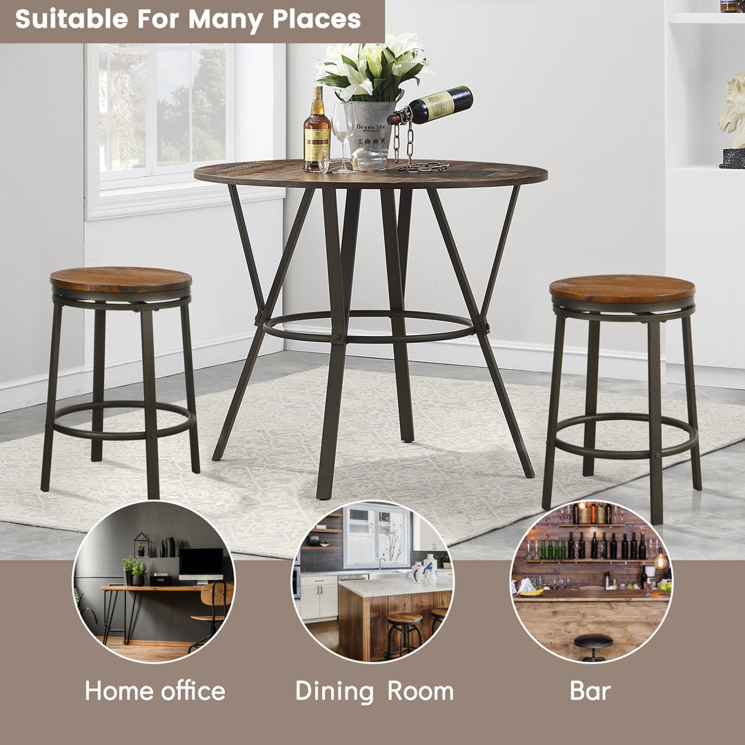 Solid Wood Swivel 24.2" Counter Stool for Dining Room Bistro (Set of 2) Williston Forge