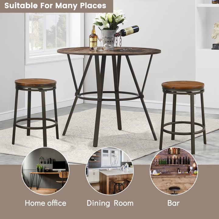 Solid Wood Swivel 24.2" Counter Stool for Dining Room Bistro (Set of 2) Williston Forge