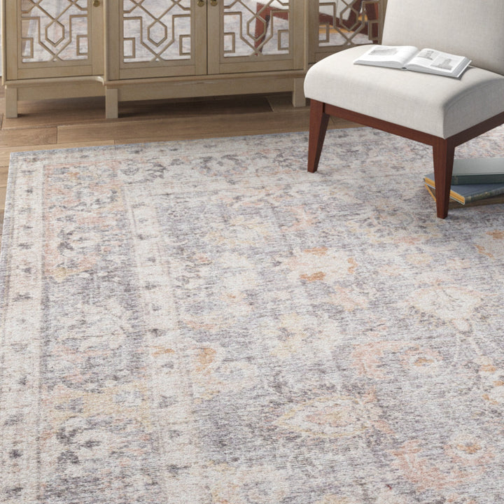 Gelo Oriental Gray/Peach Area Rug Bungalow Rose Rug Size: Round 6'