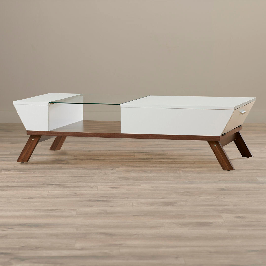 Soto 4 Legs Coffee Table with Storage Mercury Row® Color: White