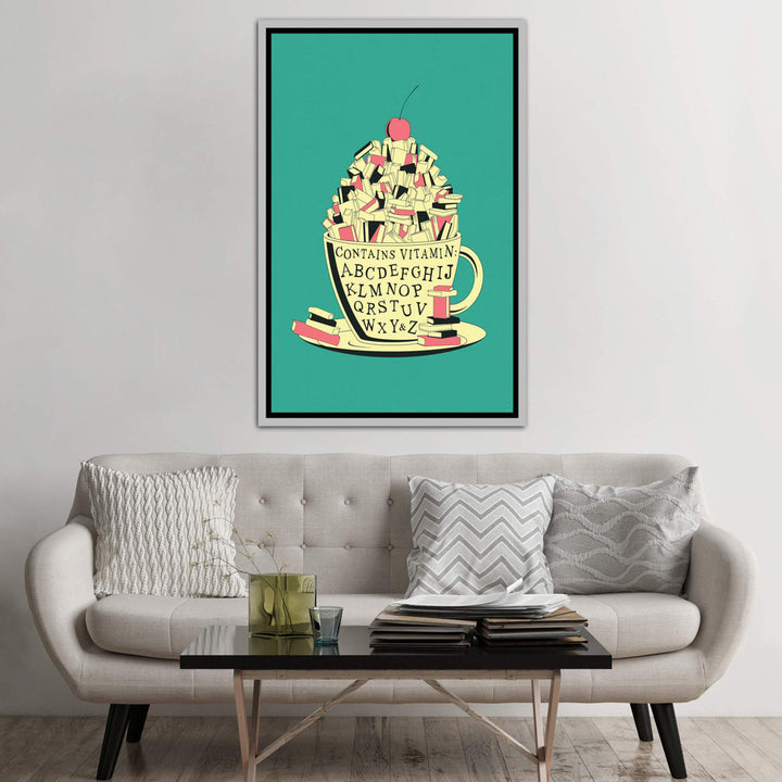 Read II Kids Framed Art East Urban Home Size: 60" H x 40" W x 1.5" D Format: Silver Framed Canvas