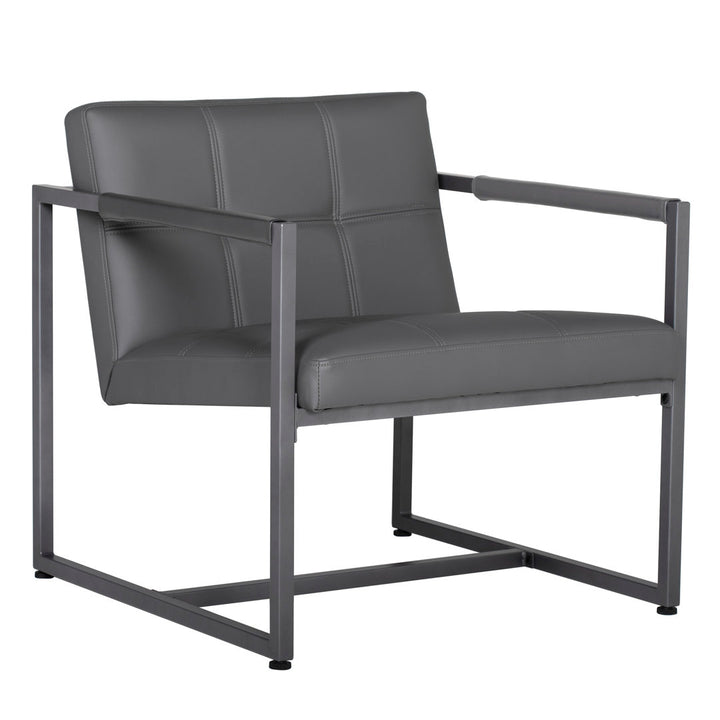 Holbeach 27.5" Wide Tufted Armchair Ivy Bronx Fabric: Pewter Faux Leather