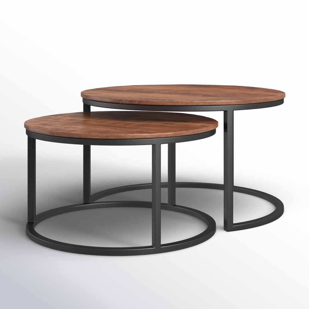 Jay 2 Piece Coffee Table Set Steelside™ Table Base Color: Black, Table Top Color: Brown