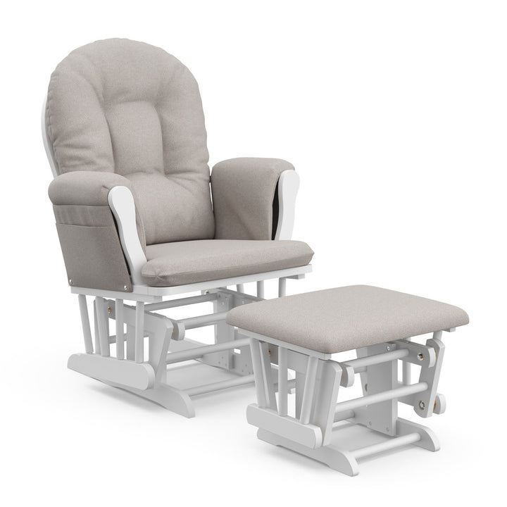 Hoop Glider with Ottoman Storkcraft Upholstery Color: Taupe Swirl, Frame Color: White